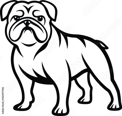 Bulldog silhouetten, British bulldog dog silhouette, Vector illustration silhouette of a dog on a white background