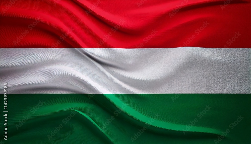 Obraz premium Hungarian flag background with wavy texture