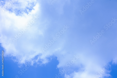 Fluffy Clouds Against a Vibrant Blue Sky