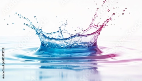 Vibrant water splash creating concentric ripples against a soft gradient background