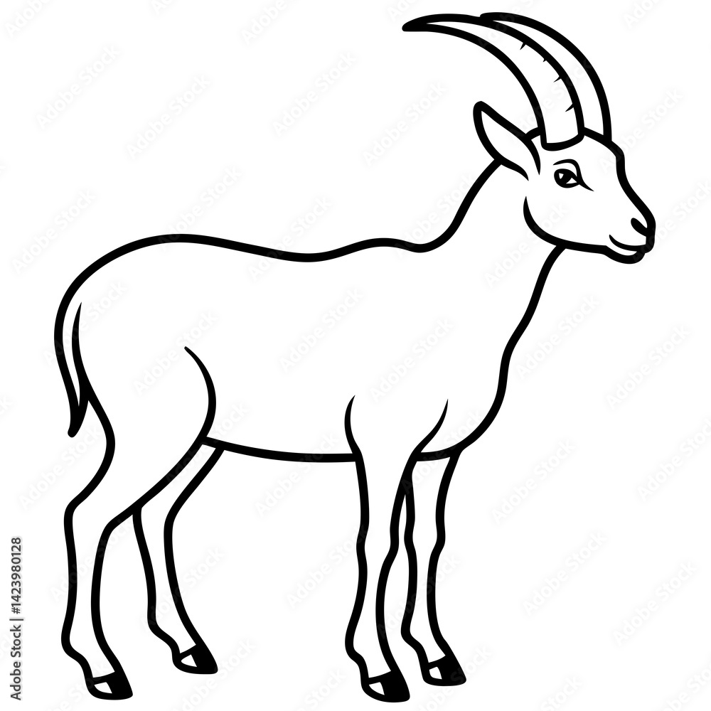 Fototapeta premium Minimalist Ibex Line Drawing