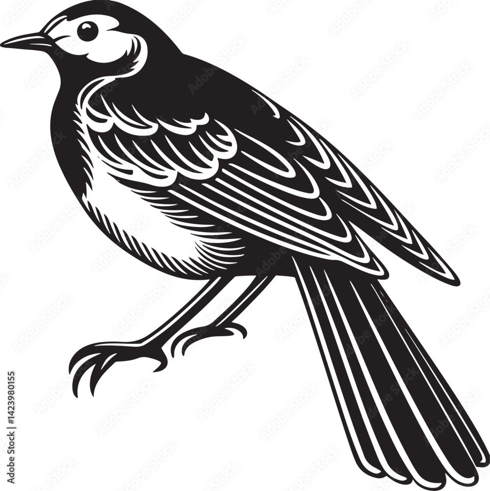 Obraz premium White Wagtail silhouette vector design