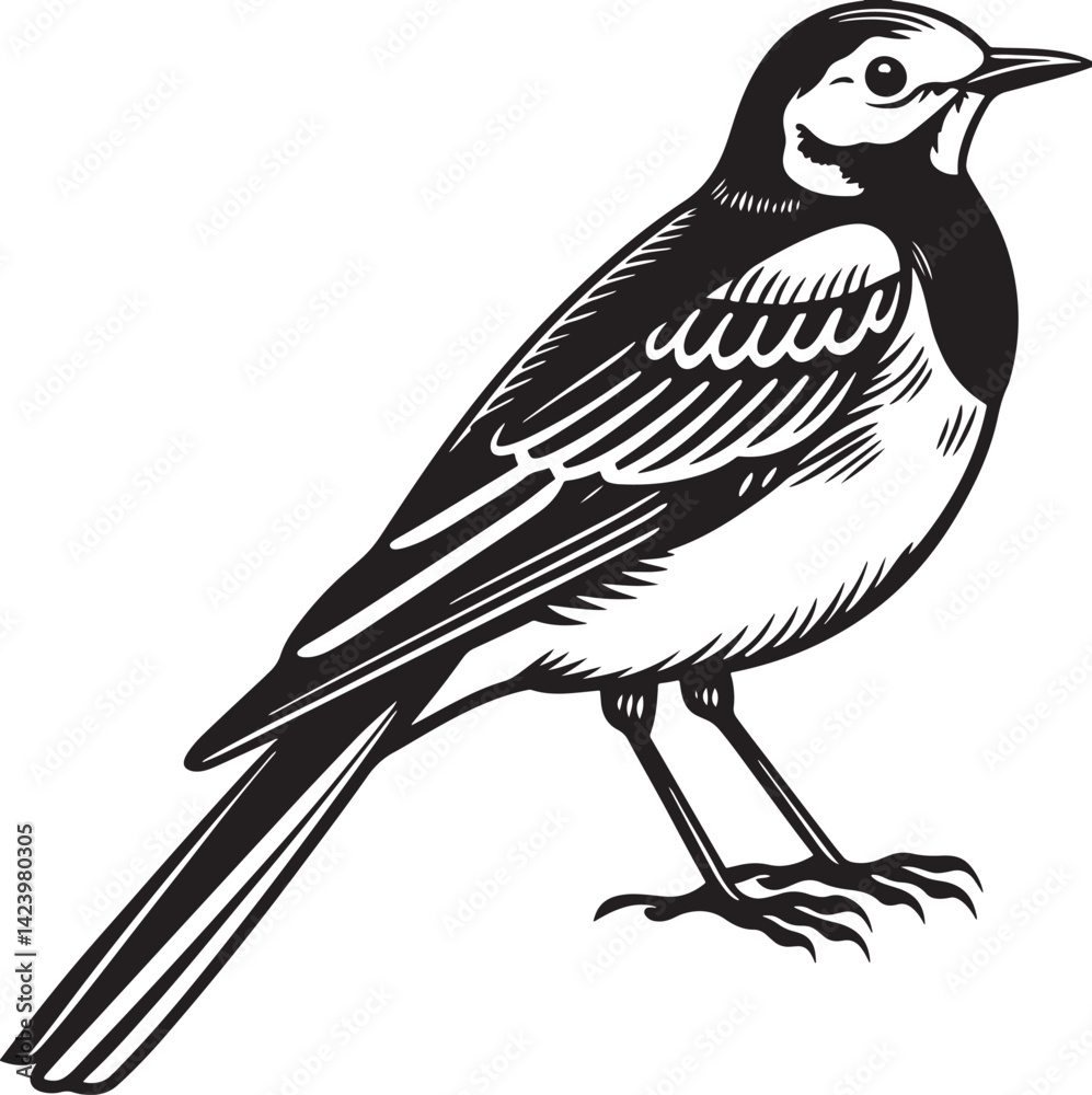 Naklejka premium White Wagtail silhouette vector design