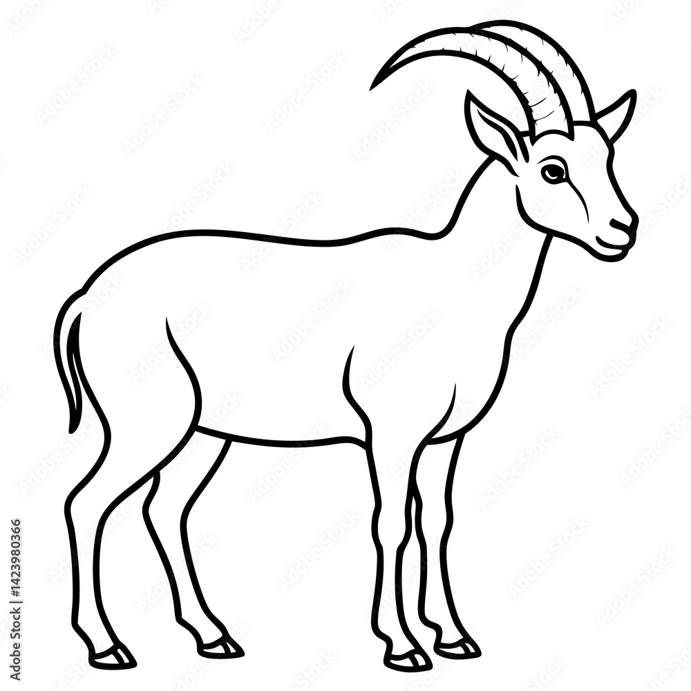 Obraz premium Minimalist Ibex Line Drawing