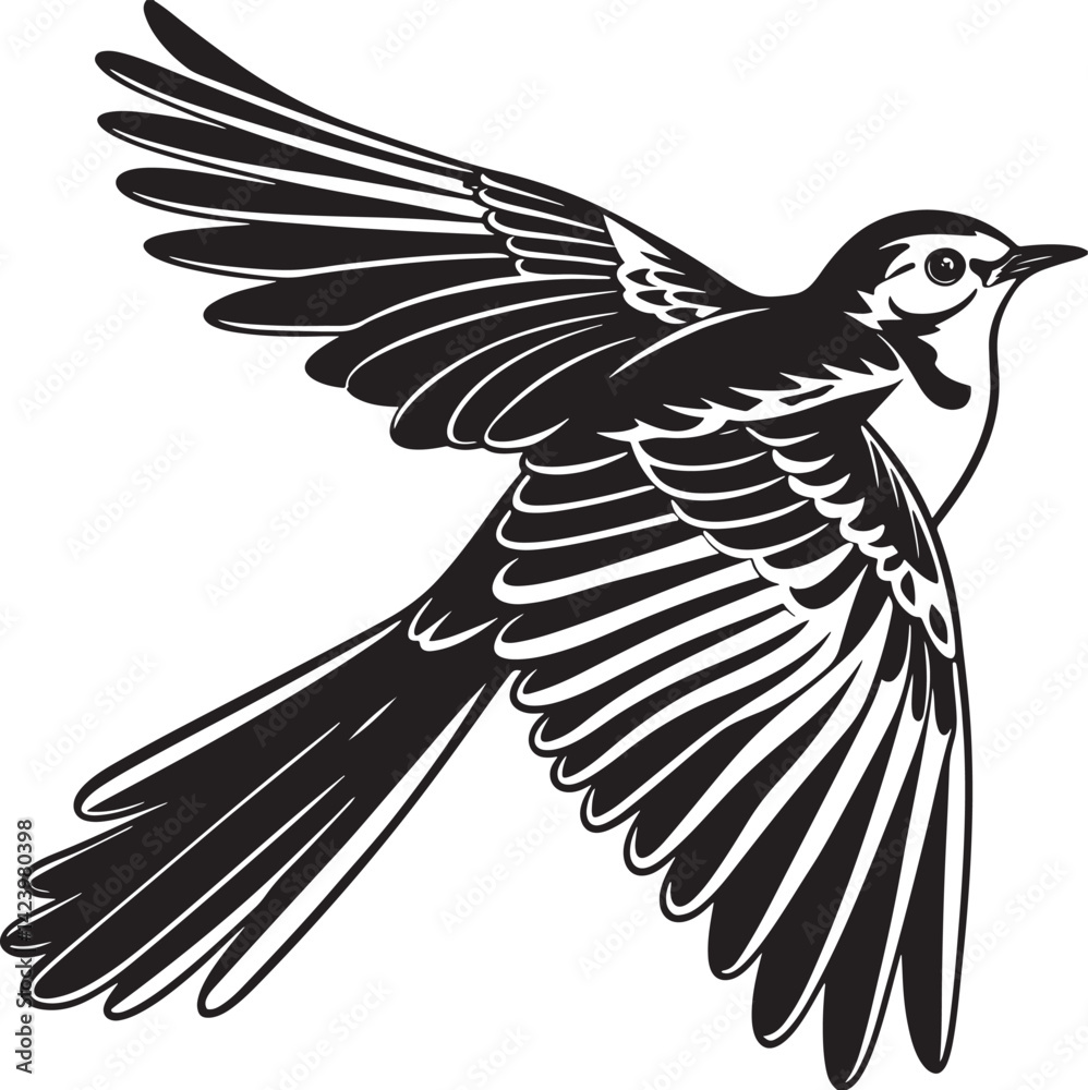 Naklejka premium White Wagtail silhouette vector design