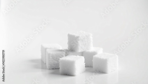White sugar cubes arranged artistically on a clean surface with soft lighting
