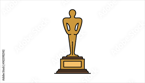 Golden Award Trophy Vector Icon for Winner Recognition Ceremony