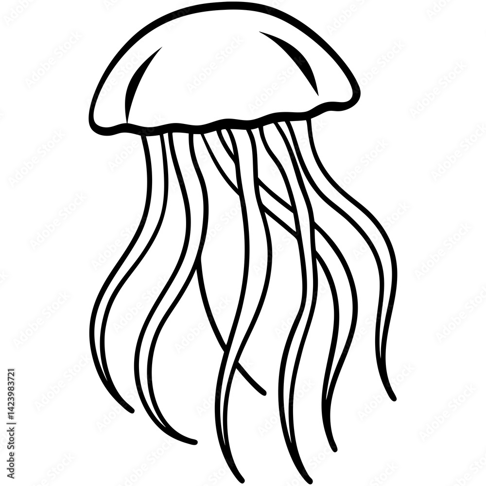 Minimalist Jellyfish Line Art Vector Minimalist Jellyfish Line Art Vector