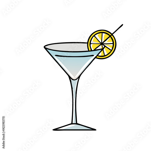 martini glass with lemon twist icon, martini glass with lemon twist vector