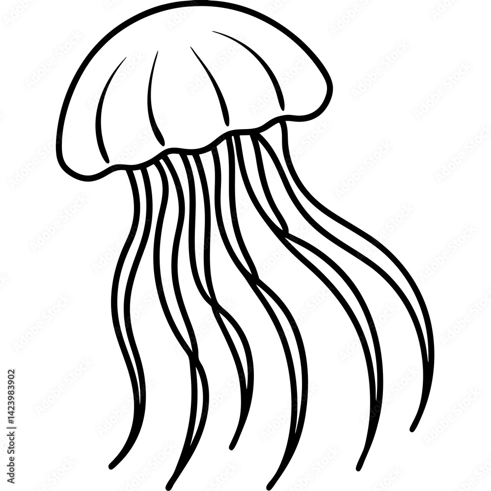 Minimalist Jellyfish Line Art Vector Minimalist Jellyfish Line Art Vector