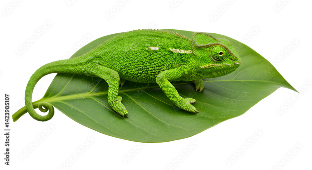 Fototapeta premium Green chameleon leaf nature wildlife