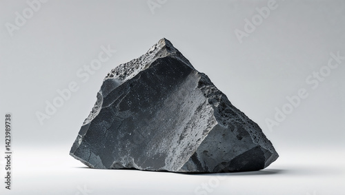 Triangular piece of shale rock on white background geological sample