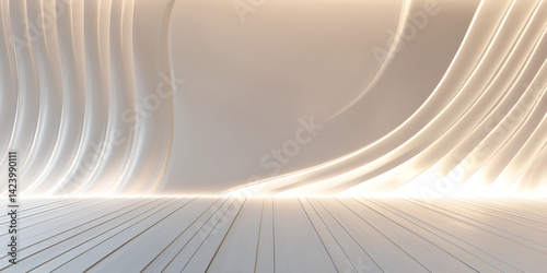 Elegant Curved Beige Interior with Soft Glow

