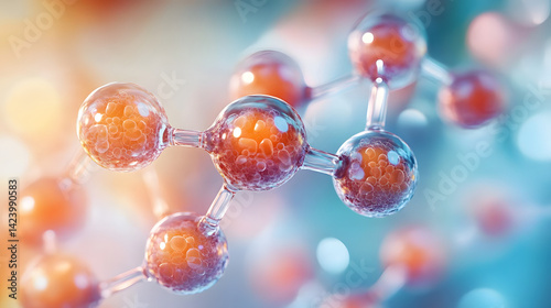 Molecular view of unsaturated lipids supporting cardiovascular health, vibrant 3D concept, science and wellness focus