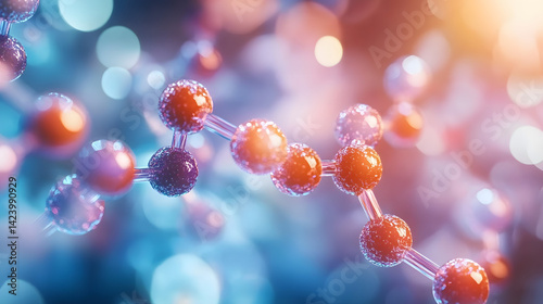 Molecular view of unsaturated lipids supporting cardiovascular health, vibrant 3D concept, science and wellness focus