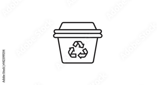 Recycling bin with recycle symbol in minimalist style