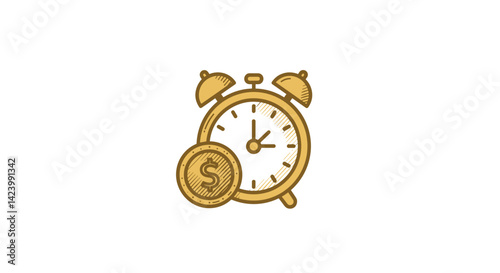 Clock with dollar coin representing time value