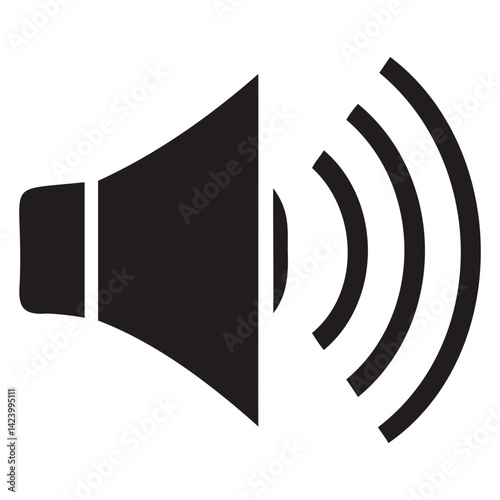 speaker volume icon Black Silhouette vector illustration isolated on transparent background