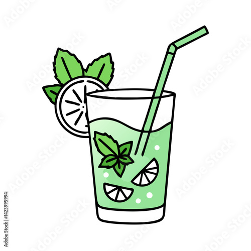 mojito with mint icon, mojito with mint vector illustration-simple illustration of mojito with mint, perfect for mojito with mint logos and icons