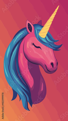 Whimsical Vibrant Unicorn Vector Art in Majestic Colors for Fantasy Themes