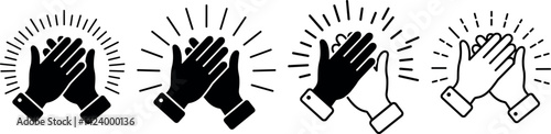 Applause flat and line icons set. Clapping hands symbol
