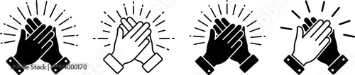 Applause flat and line icons set. Clapping hands symbol