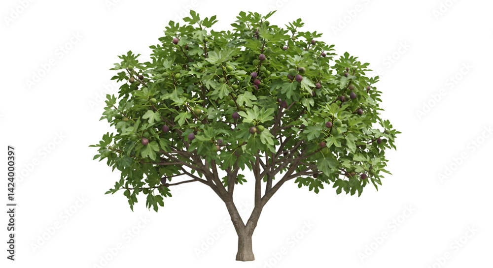 Obraz premium Lush fig tree abundant ripe figs