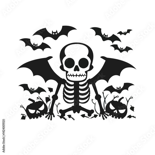 Vector black silhouette of Halloween