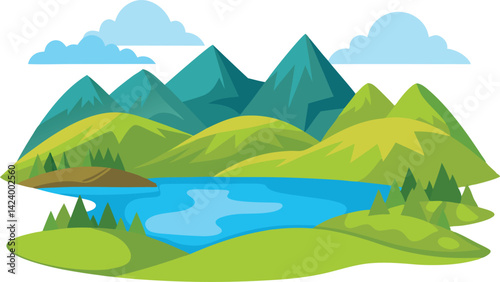 Hills with a Lake at the Base