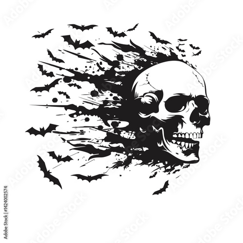 Vector black silhouette of Halloween