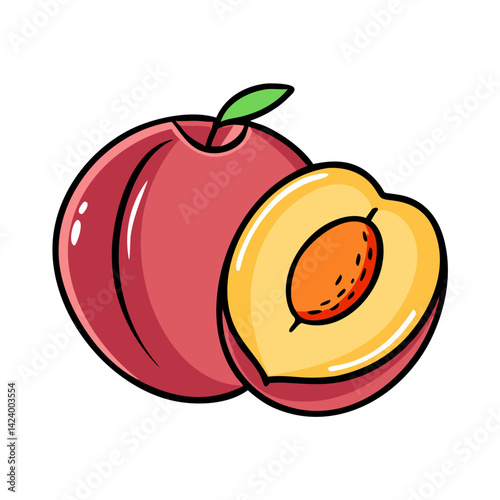 nectarine fruit icon, nectarine fruit vector illustration-simple illustration of nectarine fruit, perfect for nectarine fruit logos and icons