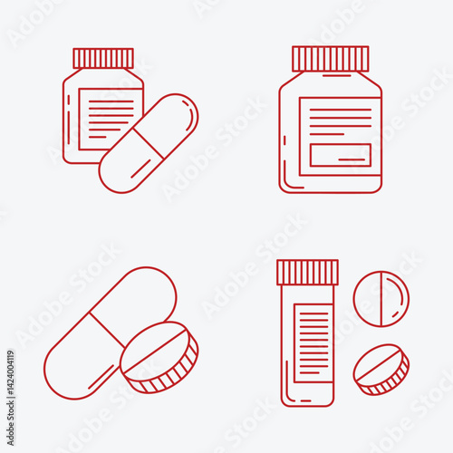 Minimal Vector Medical Icons Set – Healthcare and Hospital Line Symbols