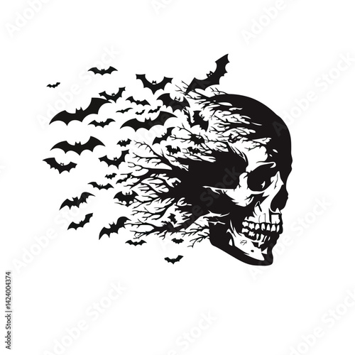 Vector black silhouette of Halloween