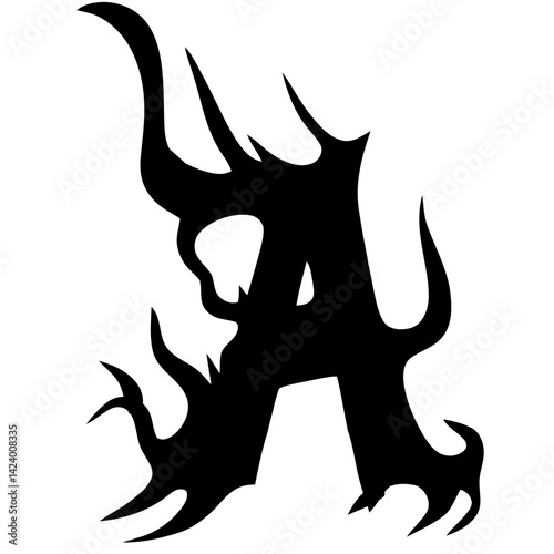 Tribal hardcore alphabet letter A