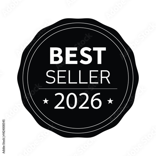 A best seller ribbon label with vibrant black and white accents for a bold, celebratory design symbolizing excellence and achievement