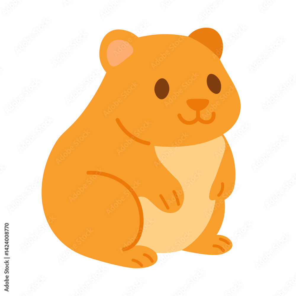 Fototapeta premium Cute hamster standing upright in cartoon flat style. Pastel soft colors, clean isolated vector clipart.