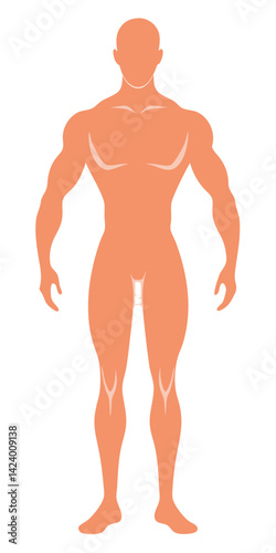 Full Body Silhouette of Muscular Man on White Background Design