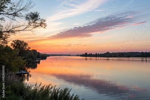 Tranquil Sunset Over Lake