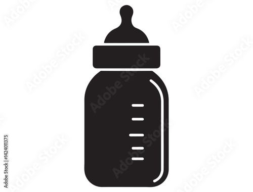 BABY BOTTLE SILHOUETTE WHITE BACKGROUND