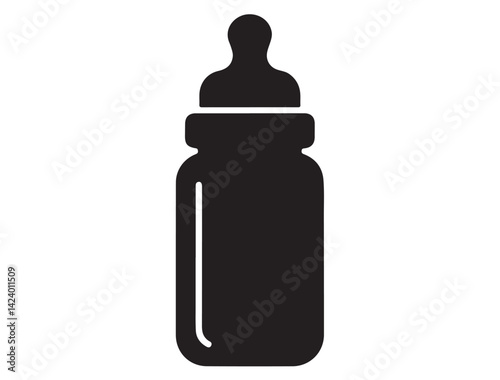 BABY BOTTLE SILHOUETTE WHITE BACKGROUND