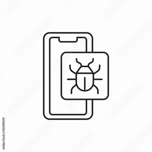 mobile phone bug error icon vector sign