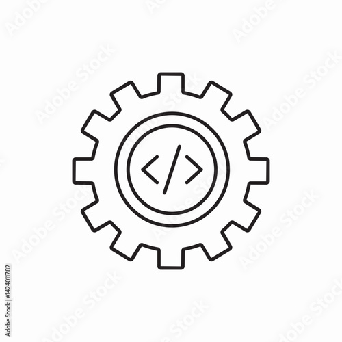 Code development gear icon vector sign
