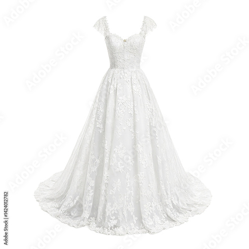 Obraz na płótnie Elegant white lace wedding dress isolated for bridal concepts and designs w salonie