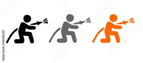 Firefighter icon set, Fire department sign or symbol, vector