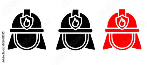 Firefighter icon set, Fire department sign or symbol, vector