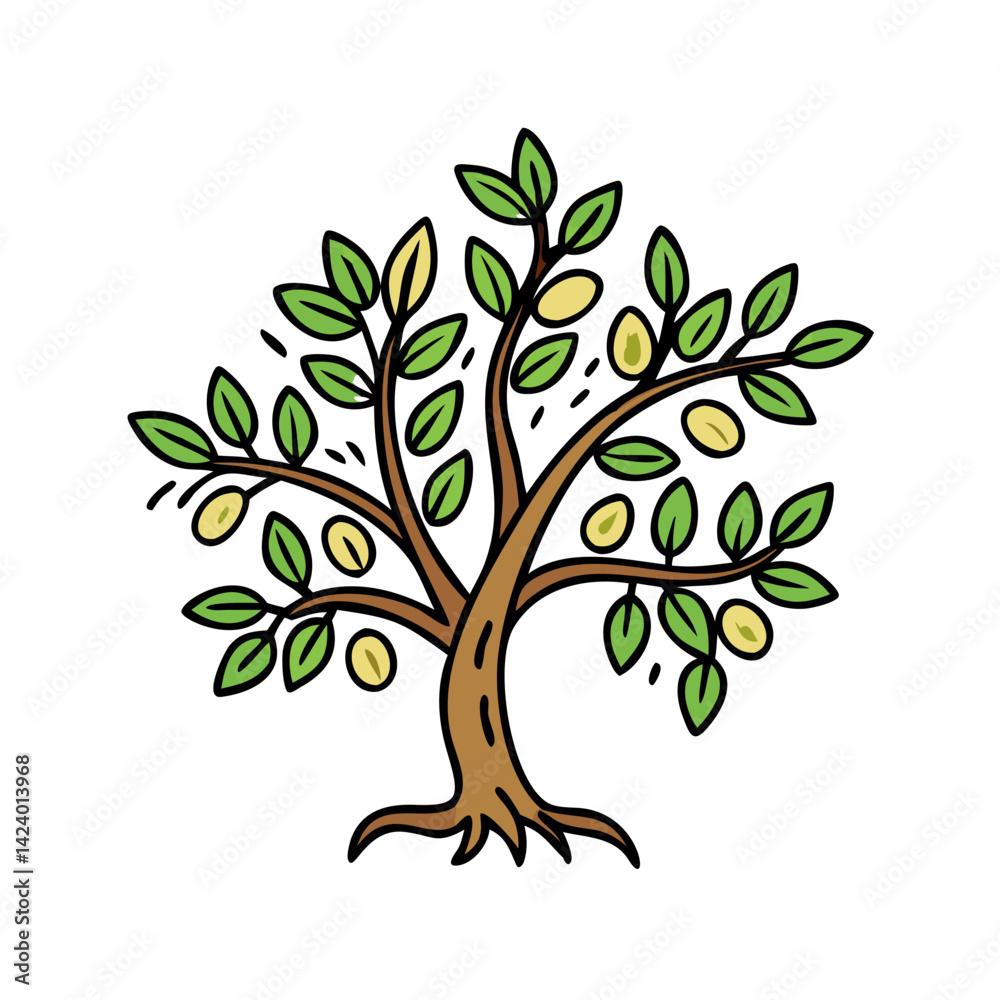 Obraz premium olive tree icon, olive tree vector illustration-simple illustration of olive tree, perfect for olive tree logos and icons