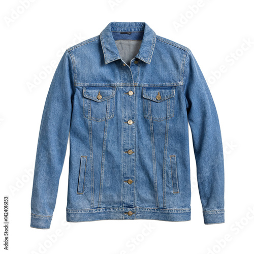 Isolated classic blue denim jacket on white