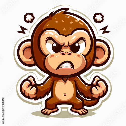 A cartoon monkey with a furious expression, fists clenched.
