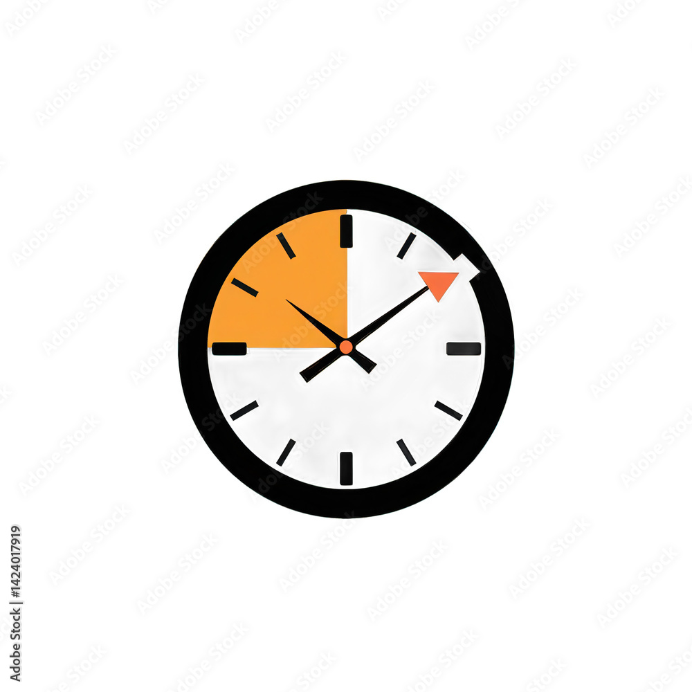 A modern clock design featuring a circular face with bold markings, showcasing time in a minimalist style against a simple background , isolated on white or transparent png A modern clock design featuring a circular face with bold markings, showcasing time in a minimalist style against a simple background , isolated on white or transparent png