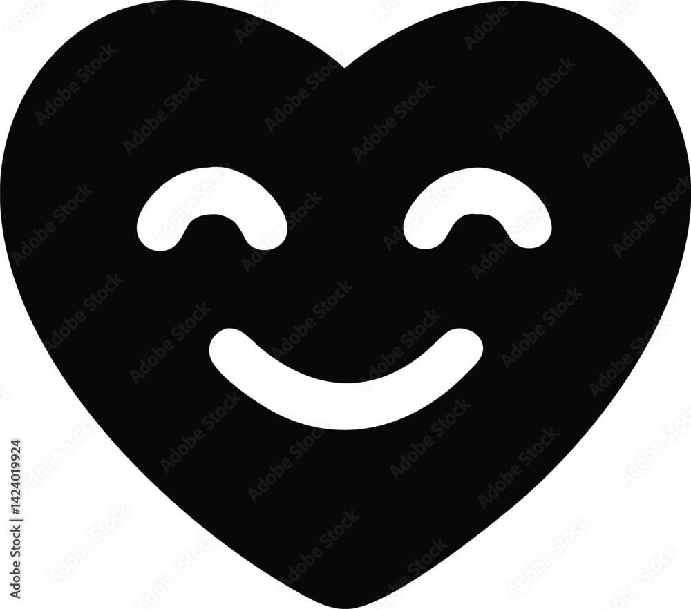Happy Heart Emoji Icon with Smiling Face Design on Transparent Background Happy Heart Emoji Icon with Smiling Face Design on Transparent Background
